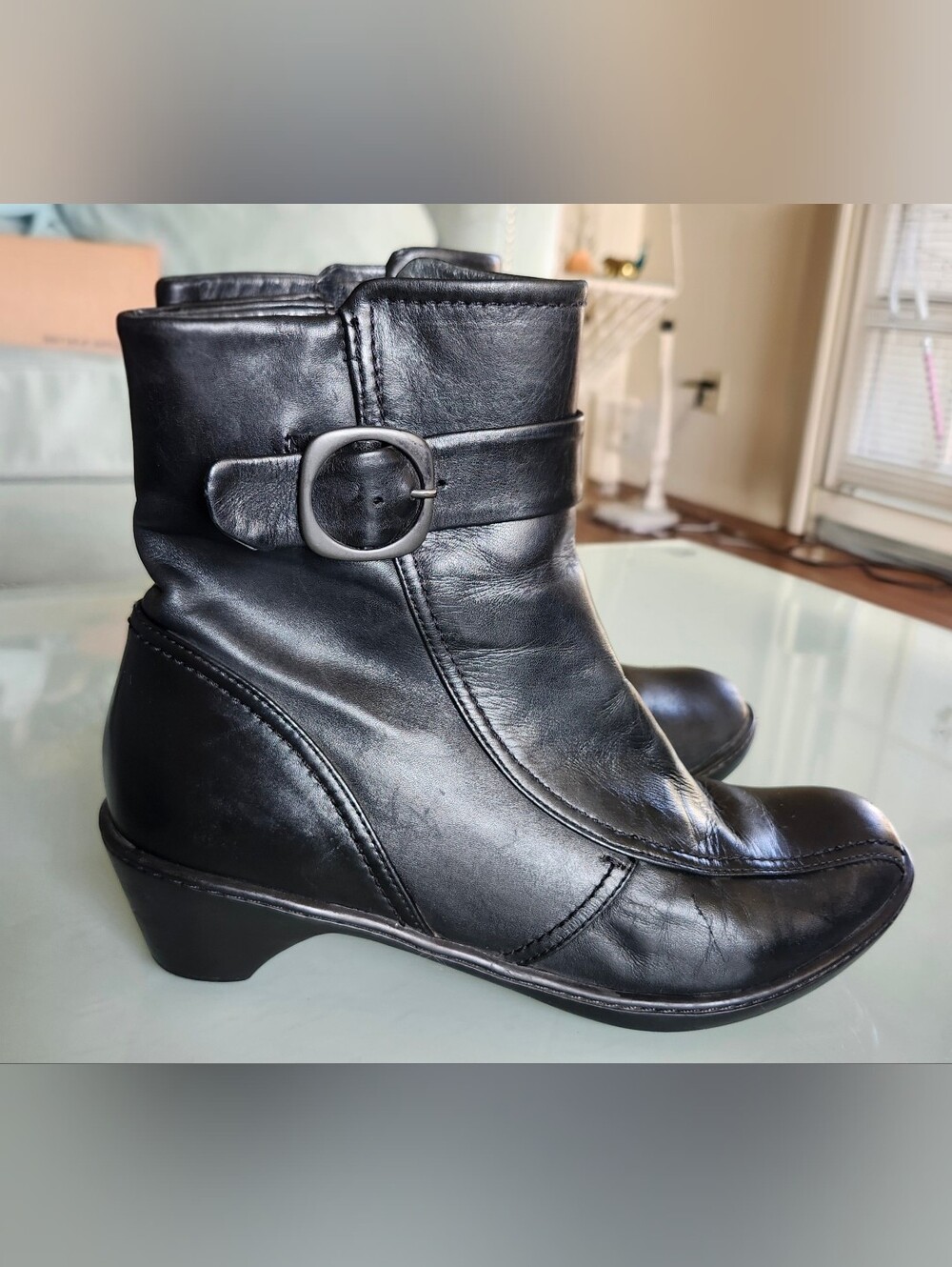 Dansko Black Leather Boots Moto Comfortcore Y2K Boho Edgy  Size 39 U.S. Size 8.5